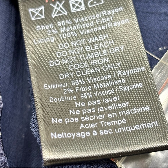 ANTHROPOLOGIE SEEN WORN KEPT Women’s Navy Blue Metallic Stripe Button Up Top 2 - Picture 8 of 12